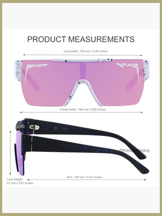 Square Flat Top Shield Sunglasses UV400 Mirrored Polycarbonate Lenses